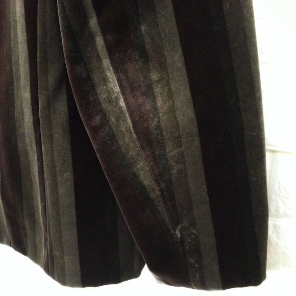Vintage 70s-80s TanJay Velvet Jacket Steampunk Rocker Striped Ladies M(10) Brown - Picture 10 of 11